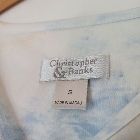 Christopher & Banks Bear Canoe Scenic Print 3/4 Sleeve Top Small - Picture 2 of 6